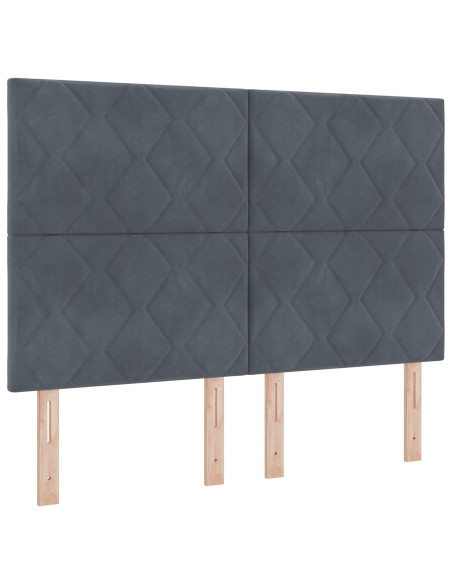 Base letto  grigio scuro, 160x200 cm, velluto