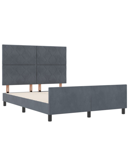 Base letto  grigio scuro, 160x200 cm, velluto