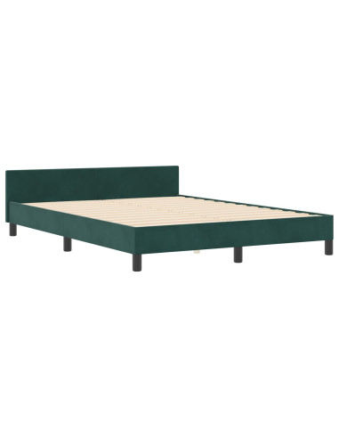 Letto a molle con testiera Verde Scuro 160 x 200 cm Velluto
