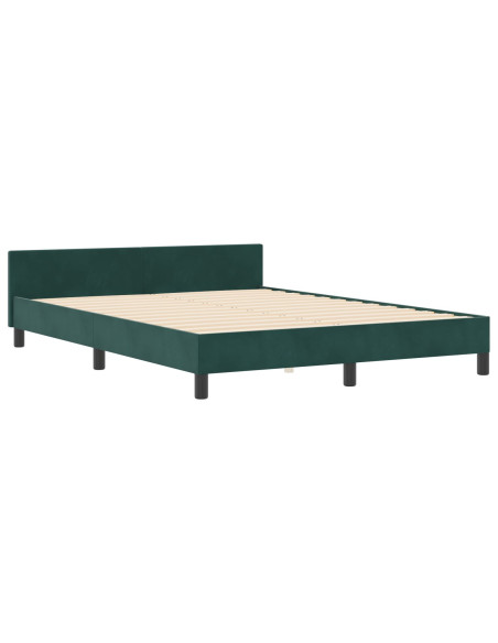 Letto a molle con testiera Verde Scuro 160 x 200 cm Velluto