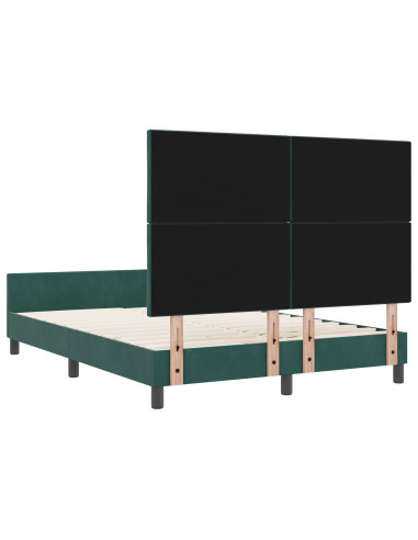 Letto a molle con testiera Verde Scuro 160 x 200 cm Velluto