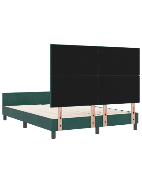 Letto a molle con testiera Verde Scuro 160 x 200 cm Velluto