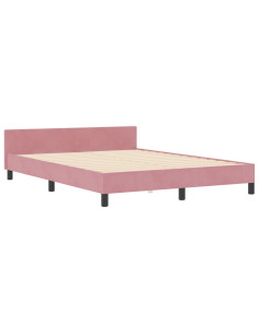 Letto a molle con testiera Rosa 160 x 200 cm Velluto