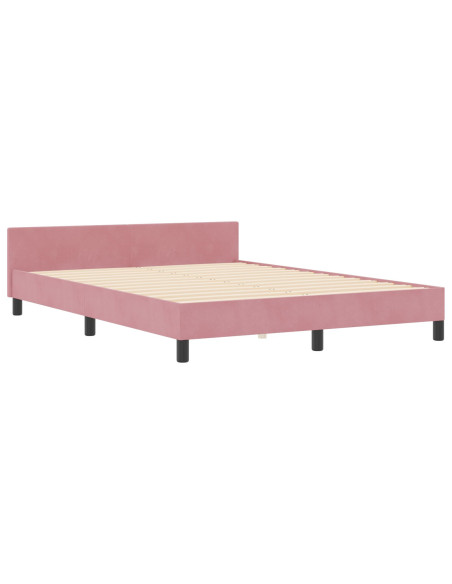 Letto a molle con testiera Rosa 160 x 200 cm Velluto