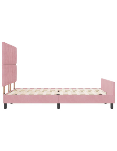 Letto a molle con testiera Rosa 160 x 200 cm Velluto
