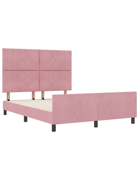 Letto a molle con testiera Rosa 160 x 200 cm Velluto
