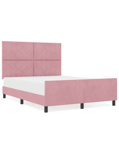 Letto a molle con testiera Rosa 160 x 200 cm Velluto