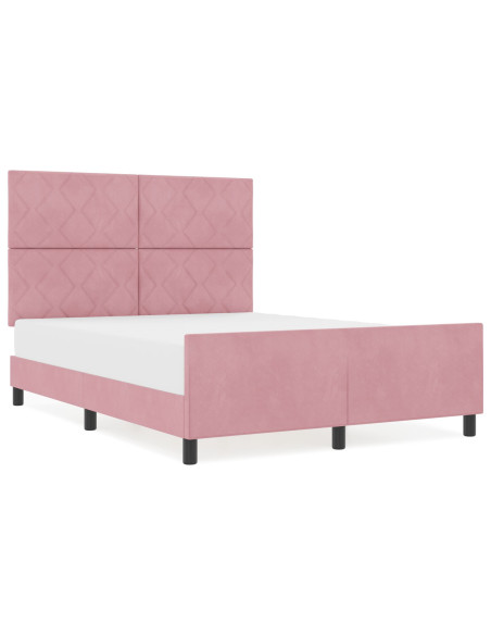 Letto a molle con testiera Rosa 160 x 200 cm Velluto