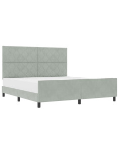 Letto a molle con testiera Grigio chiaro 180 x 200 cm Velluto 2