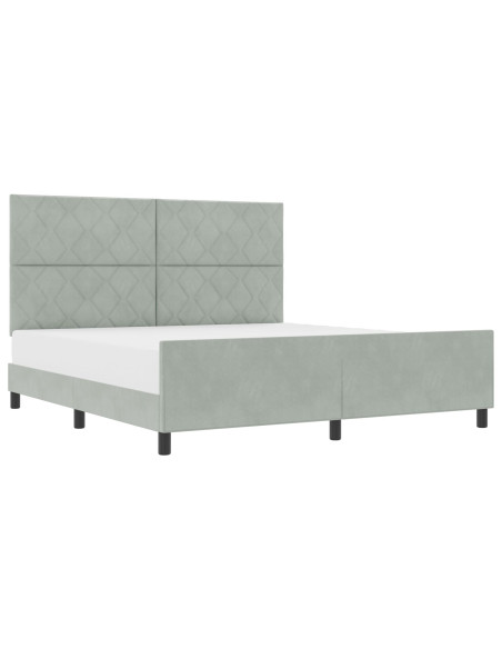 Letto a molle con testiera Grigio chiaro 180 x 200 cm Velluto