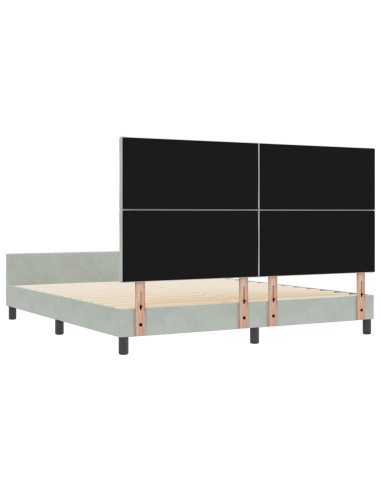 Letto a molle con testiera Grigio chiaro 180 x 200 cm Velluto