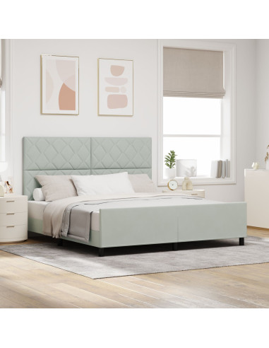 Letto a molle con testiera Grigio chiaro 180 x 200 cm Velluto