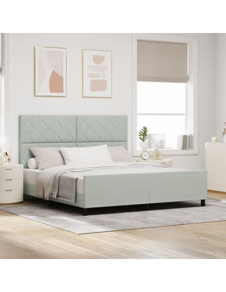 Letto a molle con testiera Grigio chiaro 180 x 200 cm Velluto