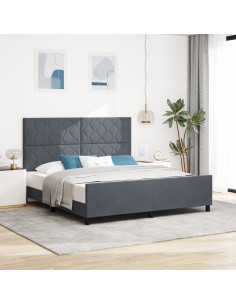 Letto a molle con testiera Grigio scuro 180 x 200 cm Velluto 2