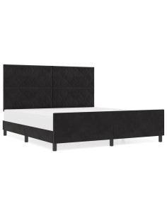 Letto a molle con testiera Nero 180 x 200 cm Velluto