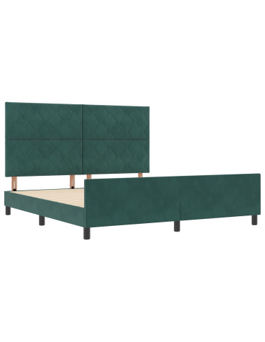 Letto a molle con testiera Verde Scuro 180 x 200 cm Velluto