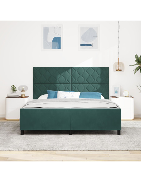 Letto a molle con testiera Verde Scuro 180 x 200 cm Velluto