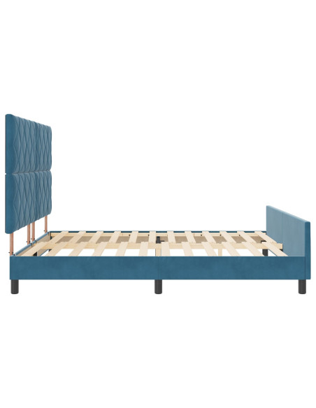 Letto a molle con testiera Blu Scuro 180 x 200 cm Velluto