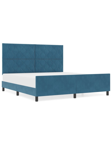 Letto a molle con testiera Blu Scuro 180 x 200 cm Velluto