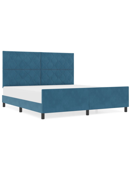 Letto a molle con testiera Blu Scuro 180 x 200 cm Velluto