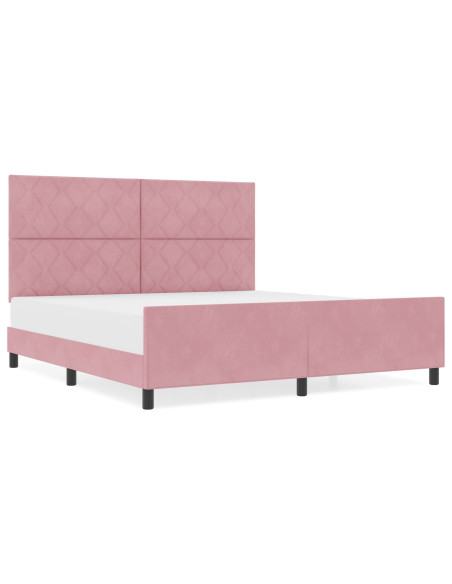Letto a molle con testiera Rosa 180 x 200 cm Velluto