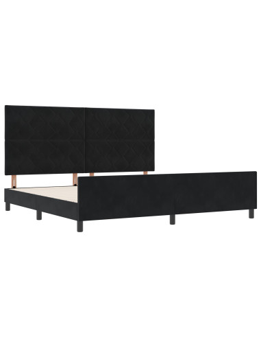 Letto a molle con testiera Nero 200 x 200 cm Velluto