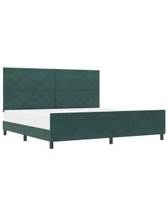 Letto a molle con testiera Verde Scuro 200 x 200 cm Velluto