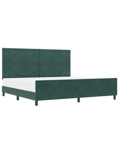 Letto a molle con testiera Verde Scuro 200 x 200 cm Velluto