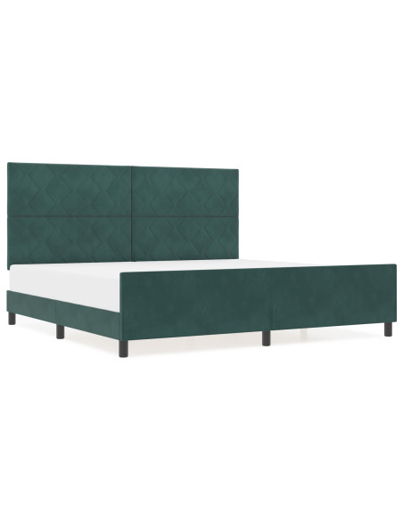 Letto a molle con testiera Verde Scuro 200 x 200 cm Velluto