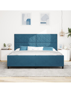 Letto a molle con testiera Blu Scuro 200 x 200 cm Velluto