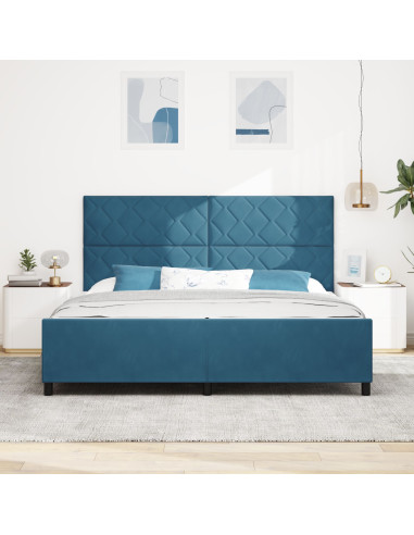 Letto a molle con testiera Blu Scuro 200 x 200 cm Velluto