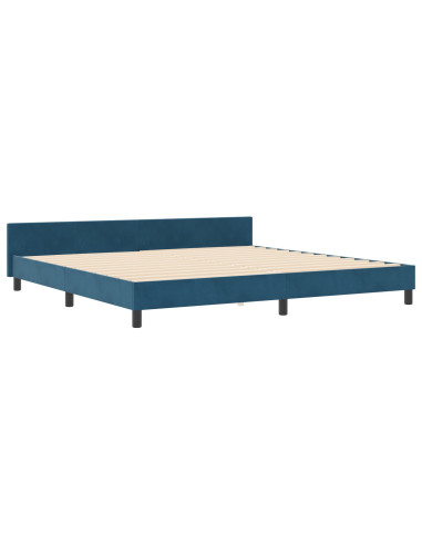 Letto a molle con testiera Blu Scuro 200 x 200 cm Velluto