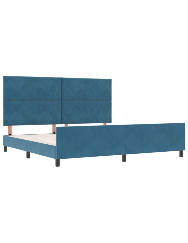 Letto a molle con testiera Blu Scuro 200 x 200 cm Velluto