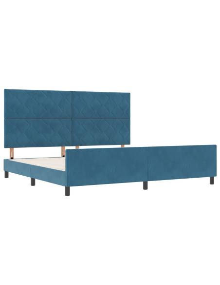 Letto a molle con testiera Blu Scuro 200 x 200 cm Velluto