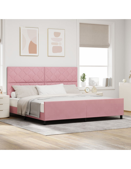Letto a molle con testiera Rosa 200 x 200 cm Velluto