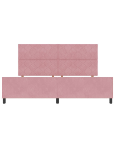 Letto a molle con testiera Rosa 200 x 200 cm Velluto