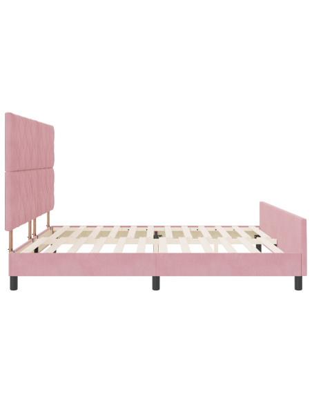 Letto a molle con testiera Rosa 200 x 200 cm Velluto