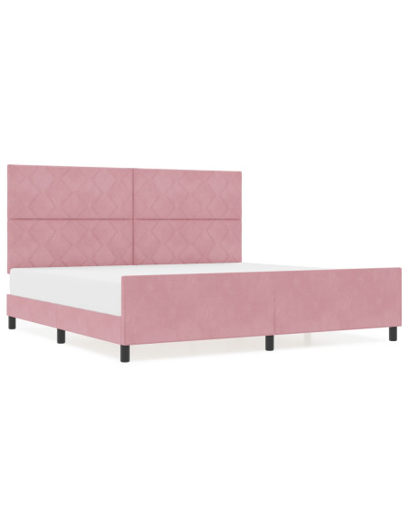 Letto a molle con testiera Rosa 200 x 200 cm Velluto