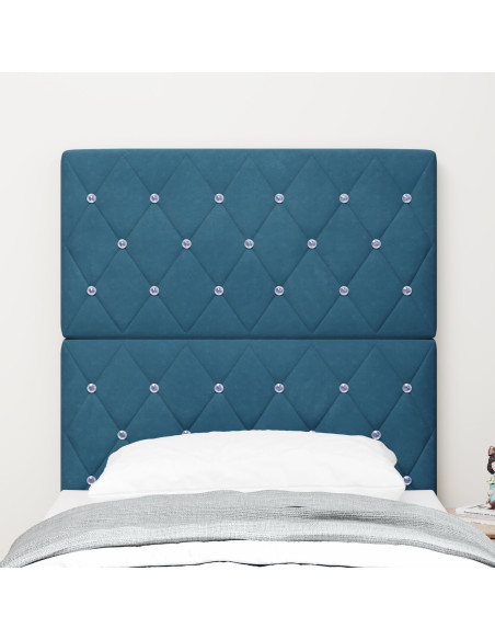 Testiera  Tuftata con Bottoni di Cristallo Blu Scuro 80 cm Velluto, Testiera  Tuftata con Bottoni di Cristallo Blu Scuro 160 cm 