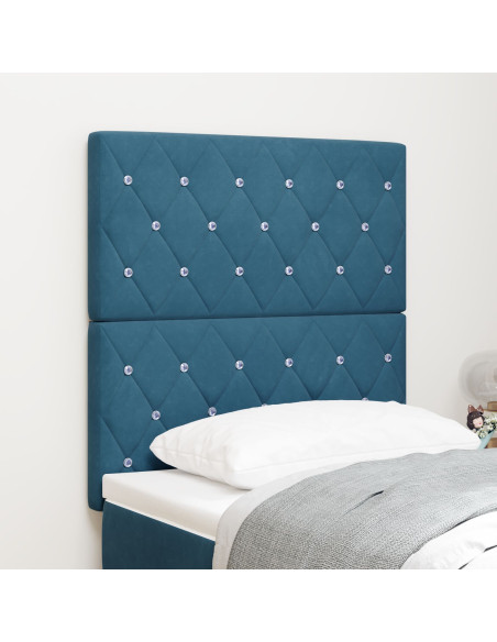 Testiera  Tuftata con Bottoni di Cristallo Blu Scuro 80 cm Velluto, Testiera  Tuftata con Bottoni di Cristallo Blu Scuro 160 cm 