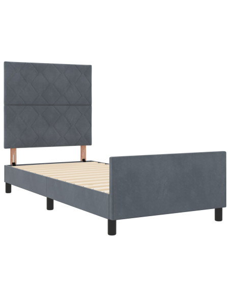 Struttura del Letto in Velluto Grigio Scuro 90x200 cm