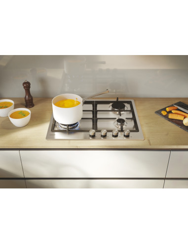 Candy Moderna CHG6BF4WTX Acciaio inox Da incasso 60 cm Gas 4 Fornello(i)