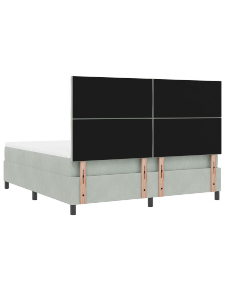 Letto Box Spring con Materasso Grigio Chiaro Super King in Velluto