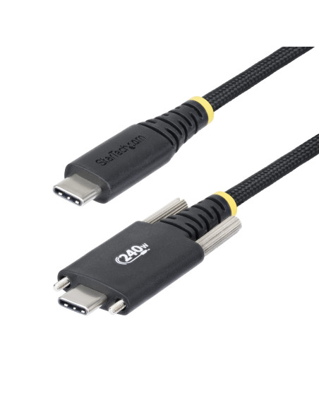 StarTech.com Cavo di ricarica USB-C da 2m, chiusura a vite laterale, 240W (5A) PD EPR, rivestimento in silicone con nylon intrec