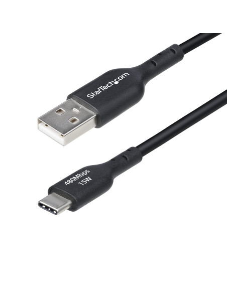 StarTech.com Cavo di Ricarica da USB-A a USB-C da 1m, carica e sincronizzazione, 3A, USB 2.0, rivestimento in TPE - Cavo di Rica