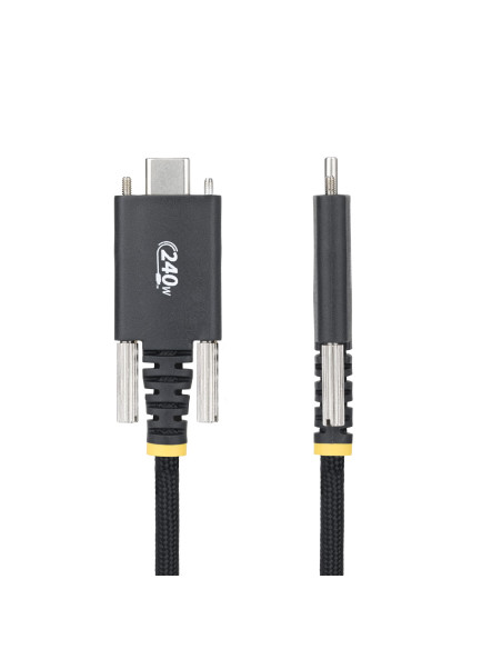 StarTech.com Cavo di ricarica USB-C da 2m, chiusura a vite laterale, 240W (5A) PD EPR, rivestimento in silicone con nylon intrec