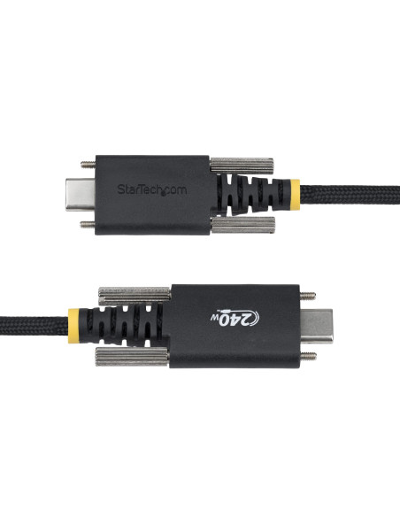 StarTech.com Cavo di ricarica USB-C da 2m, chiusura a vite laterale, 240W (5A) PD EPR, rivestimento in silicone con nylon intrec