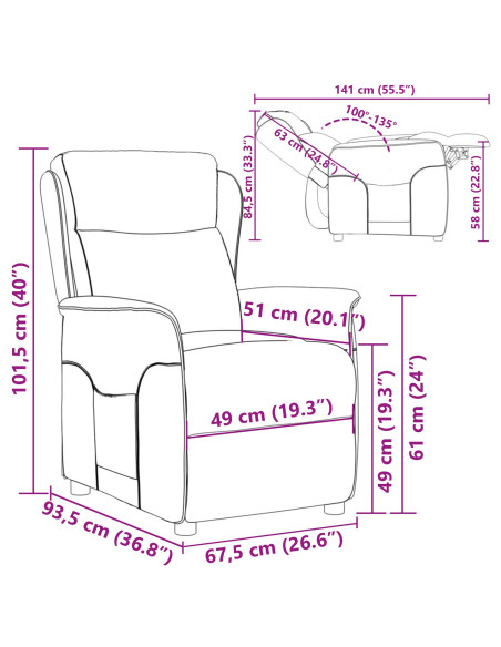 Poltrona Recliner  Marrone Scuro 67,5x93,5x101,5 cm Tessuto