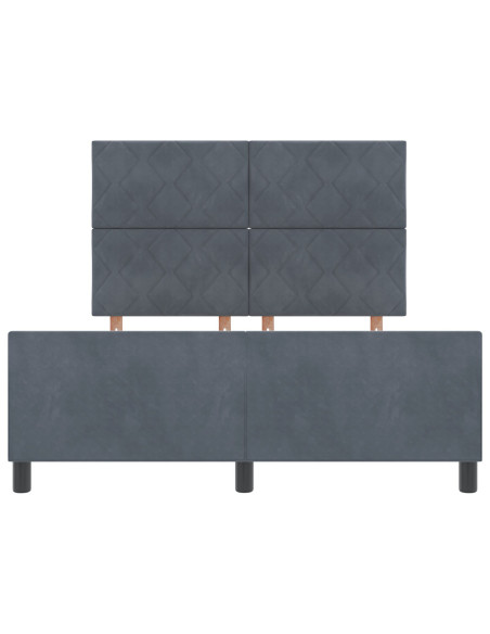 Base letto  grigio scuro, 160x200 cm, velluto