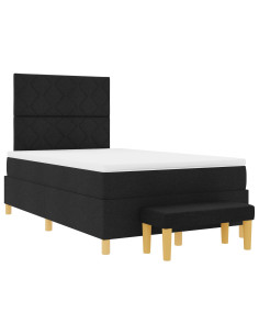 Letto a molle con materasso Nero 120 x 190 cm Tessuto